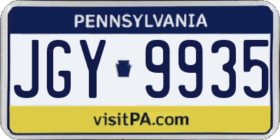 PA license plate JGY9935