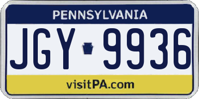 PA license plate JGY9936