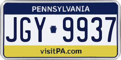PA license plate JGY9937