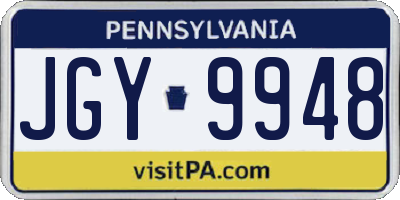 PA license plate JGY9948