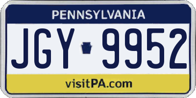 PA license plate JGY9952