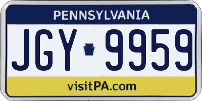 PA license plate JGY9959