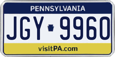 PA license plate JGY9960