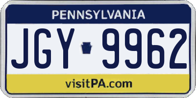 PA license plate JGY9962