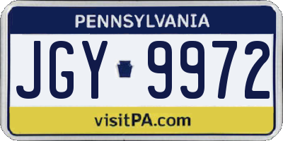 PA license plate JGY9972