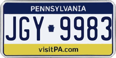 PA license plate JGY9983