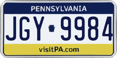 PA license plate JGY9984
