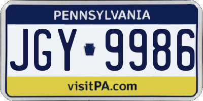 PA license plate JGY9986