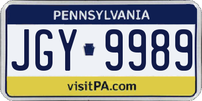 PA license plate JGY9989