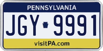 PA license plate JGY9991