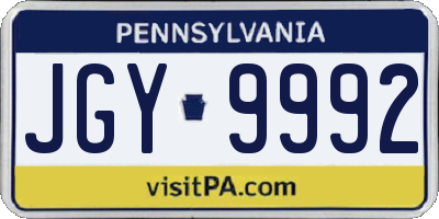 PA license plate JGY9992