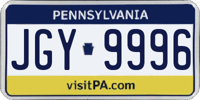 PA license plate JGY9996