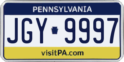 PA license plate JGY9997