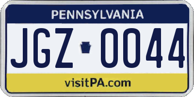 PA license plate JGZ0044