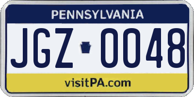 PA license plate JGZ0048