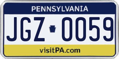 PA license plate JGZ0059