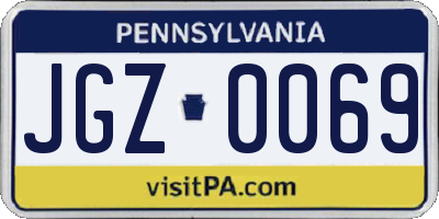 PA license plate JGZ0069