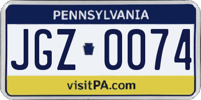 PA license plate JGZ0074