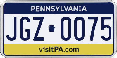 PA license plate JGZ0075