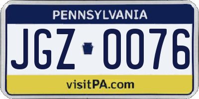 PA license plate JGZ0076