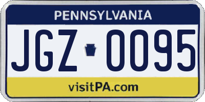 PA license plate JGZ0095