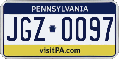 PA license plate JGZ0097