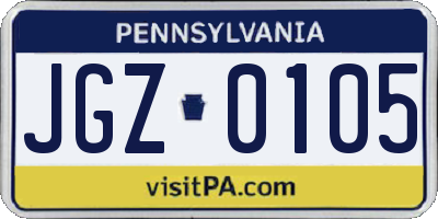 PA license plate JGZ0105