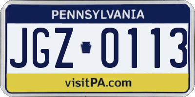 PA license plate JGZ0113