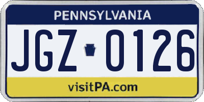 PA license plate JGZ0126
