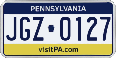PA license plate JGZ0127