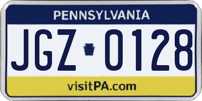 PA license plate JGZ0128