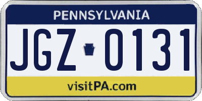 PA license plate JGZ0131