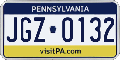 PA license plate JGZ0132