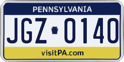 PA license plate JGZ0140