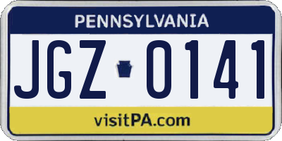 PA license plate JGZ0141