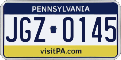 PA license plate JGZ0145