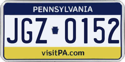 PA license plate JGZ0152