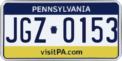 PA license plate JGZ0153