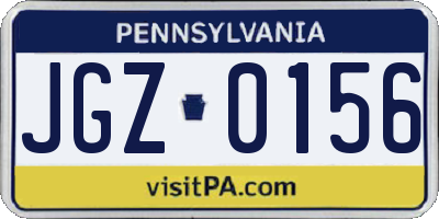 PA license plate JGZ0156