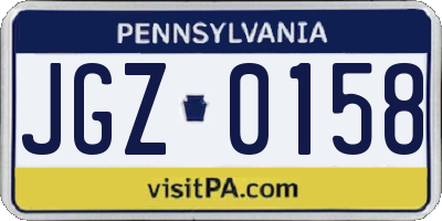 PA license plate JGZ0158