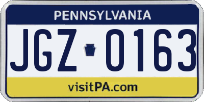 PA license plate JGZ0163