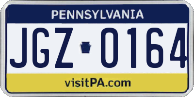 PA license plate JGZ0164