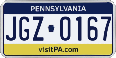 PA license plate JGZ0167