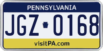 PA license plate JGZ0168