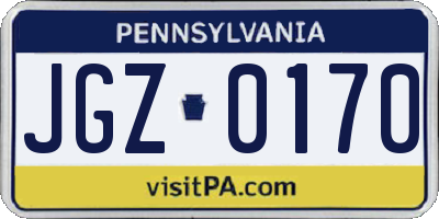 PA license plate JGZ0170