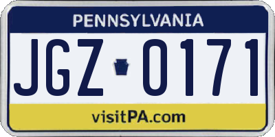 PA license plate JGZ0171