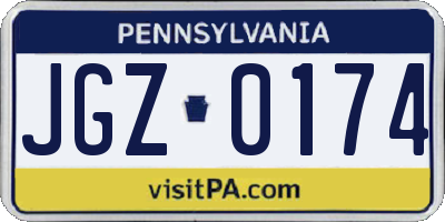 PA license plate JGZ0174