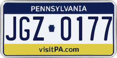 PA license plate JGZ0177