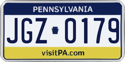 PA license plate JGZ0179