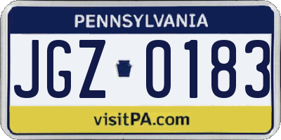 PA license plate JGZ0183